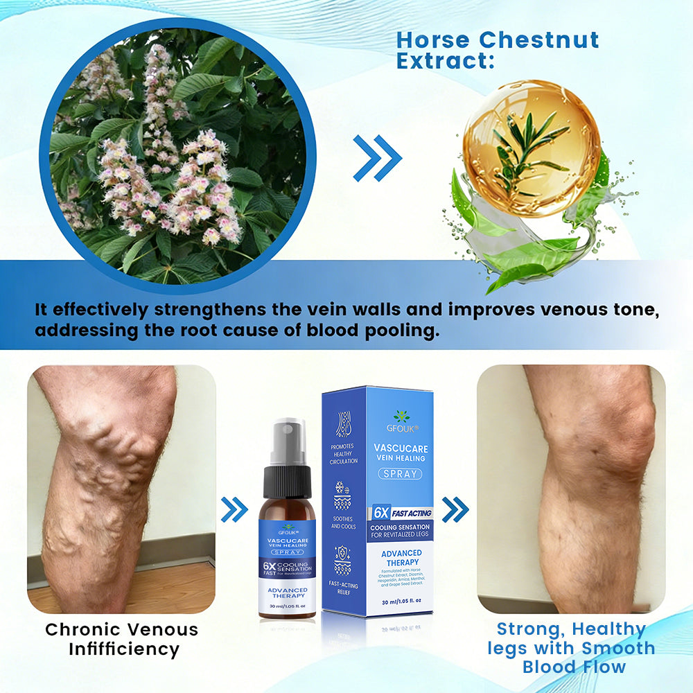 🇨🇦✅✅GFOUK® VascuCare Vein Healing Spray(Designed for Varicose veins, Spider veins, Deep vein Thrombosis, Chronic venous insufficiency, Venous ulcers, Thrombophlebitis and other venous issues)